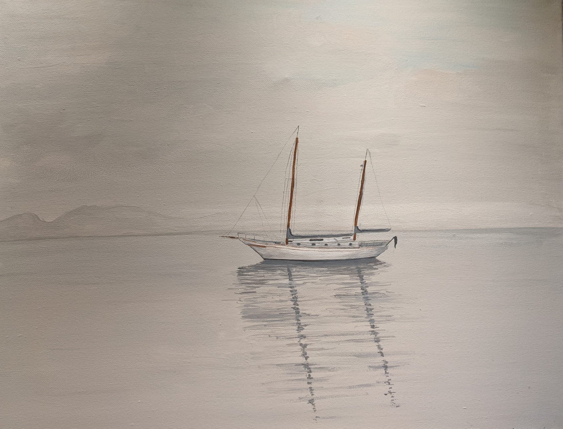 Sailboat, Howe Sound, BC, painting by Carol Tessier