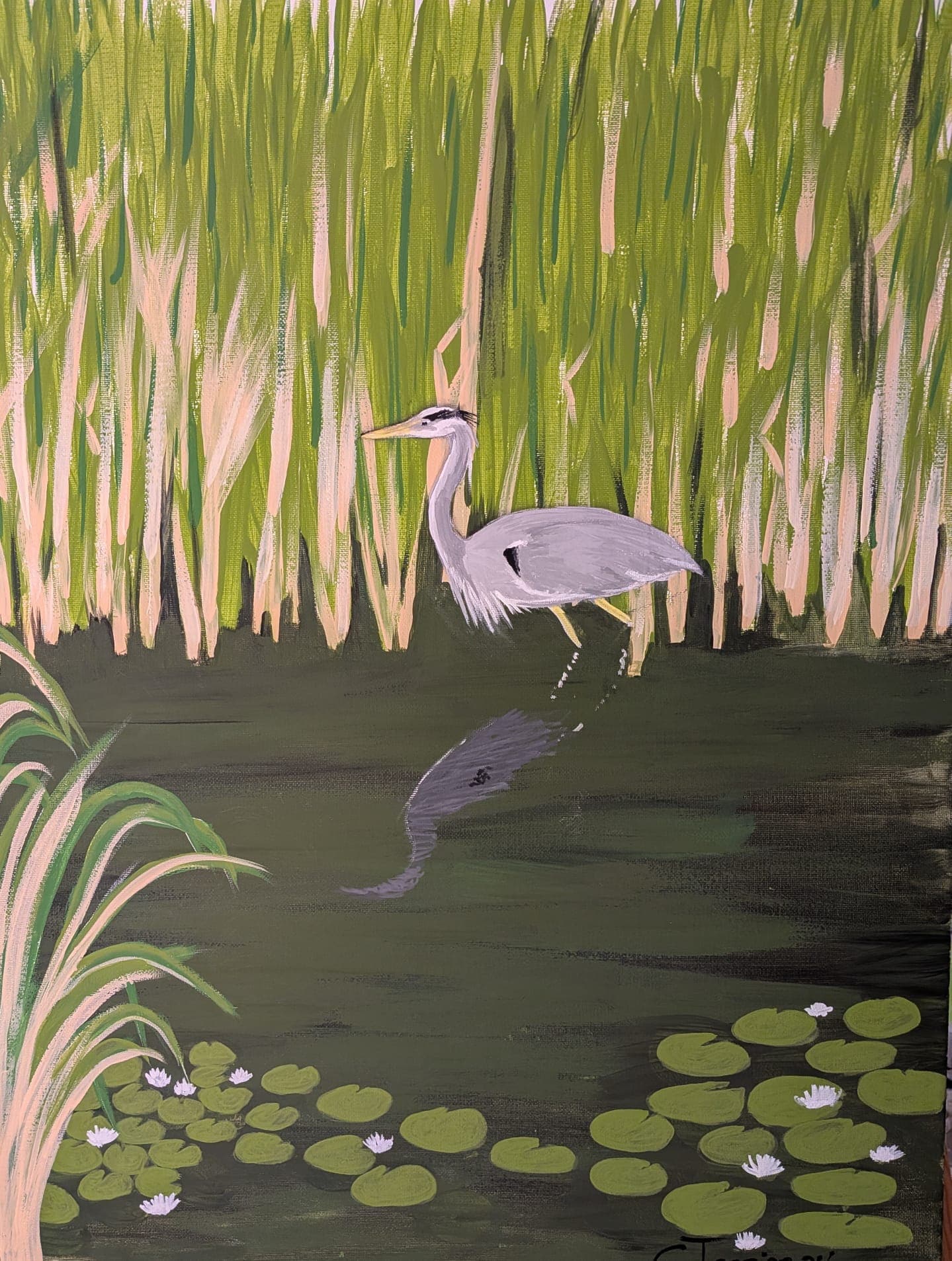 The Heron in the Oxbow, painting by Carol Tessier