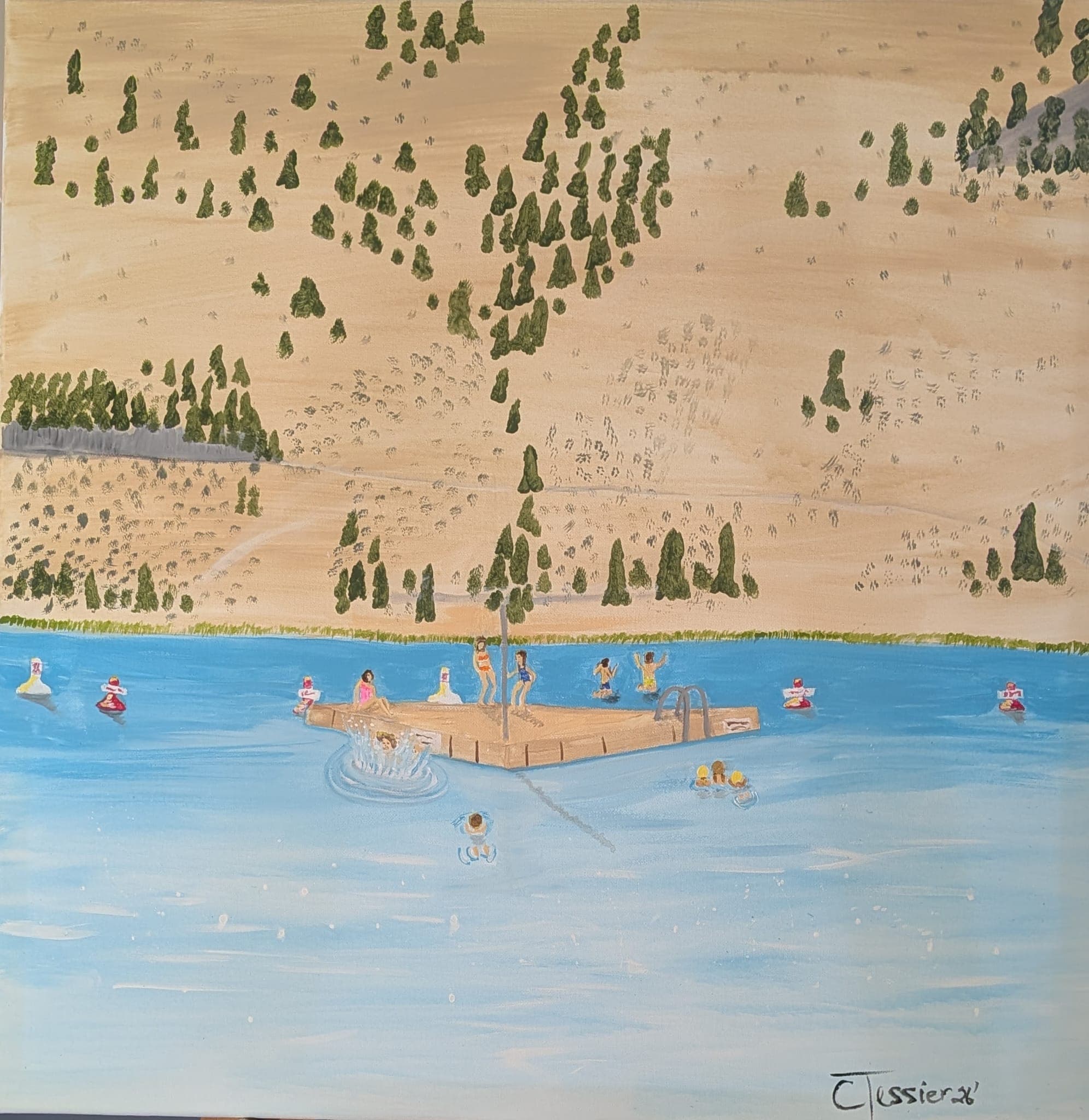 The Raft, Skaha Lake, BC, painting by Carol Tessier